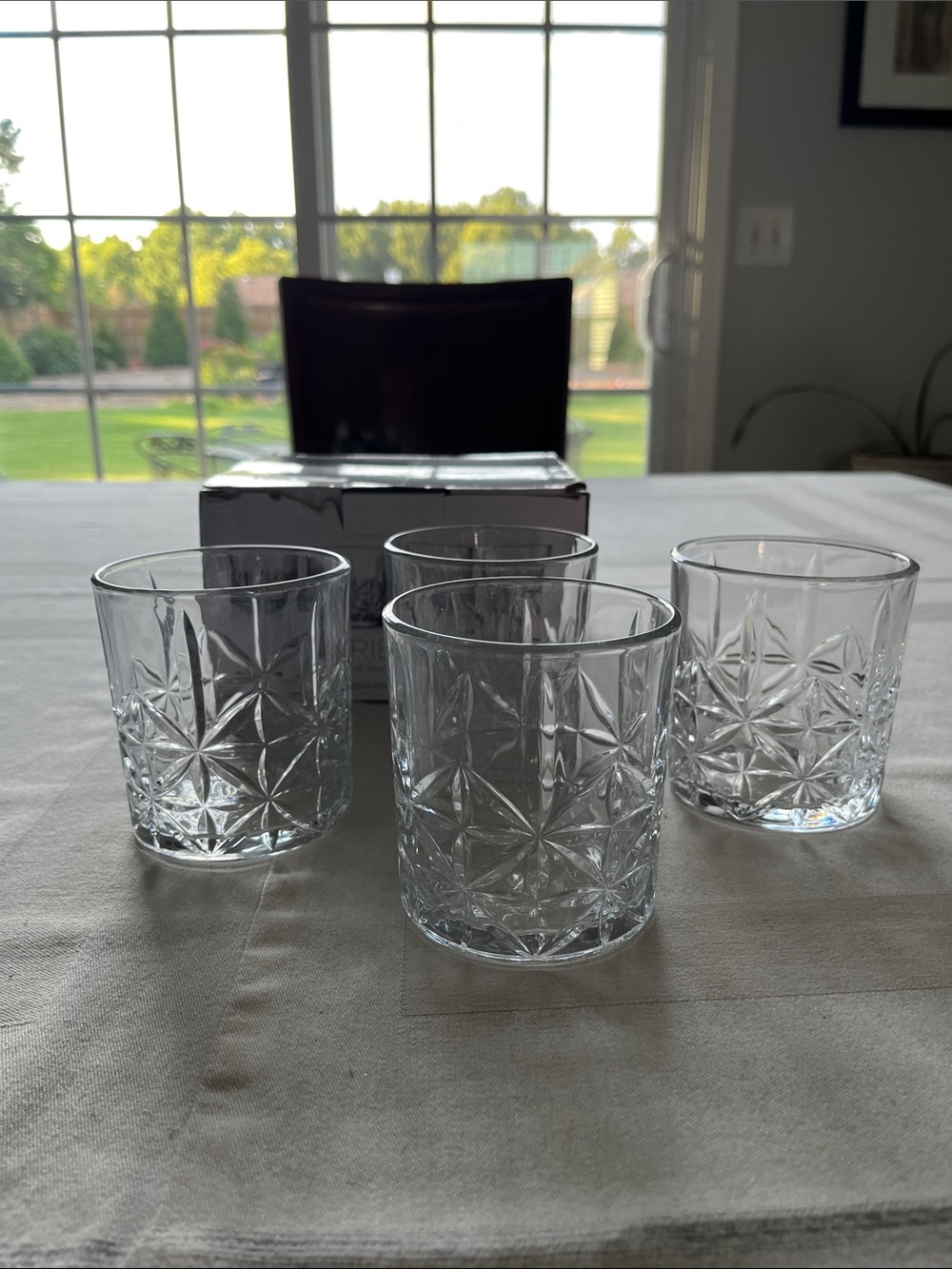 Tribeca 11.5 Cut-Pattern Rocks Glasses - Clear Set of 4
